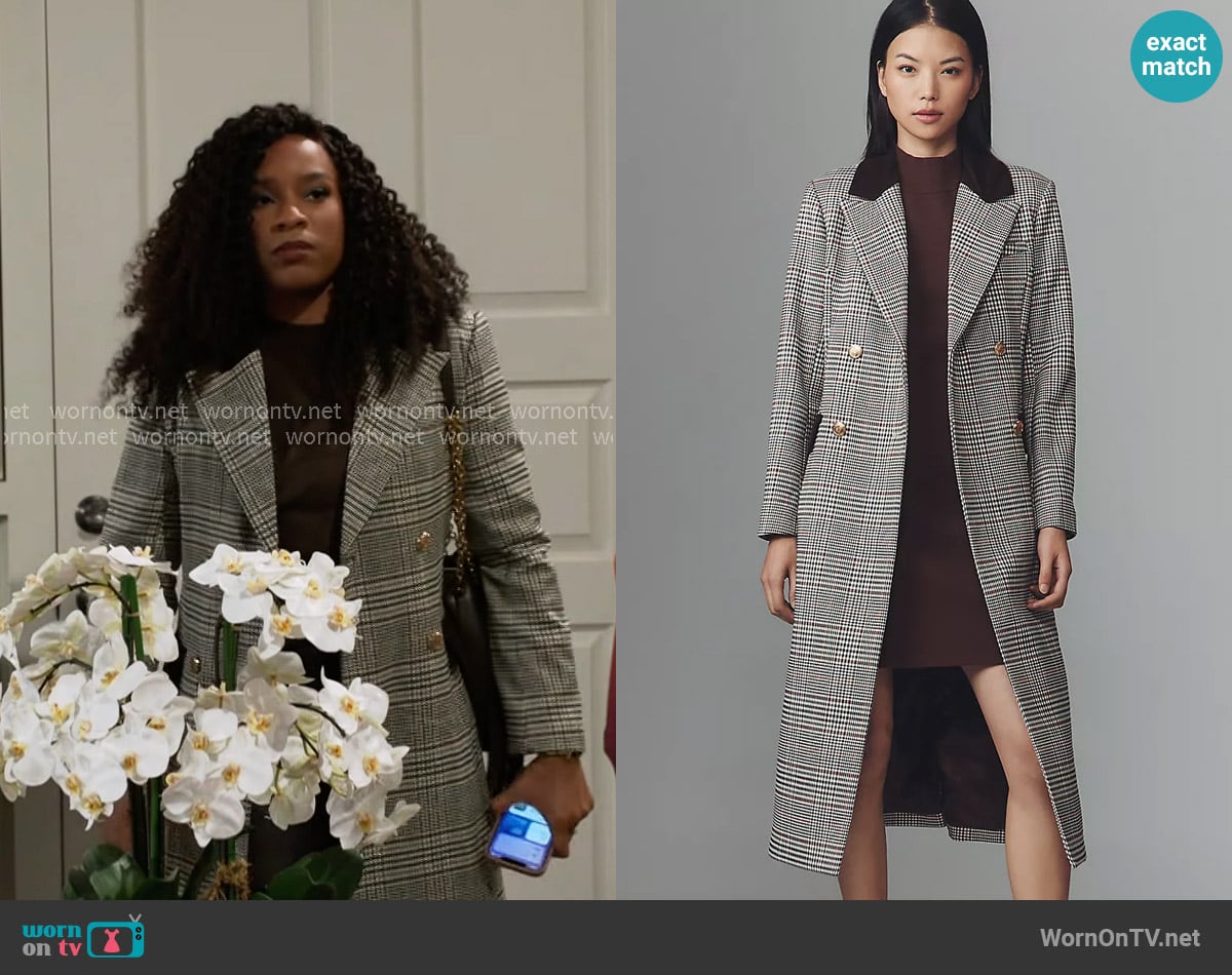 Avec Les Filles Double-Breasted Plaid Tailored Coat worn by Naomi Hamilton Hawthorne (Arielle Prepetit) on Beyond the Gates