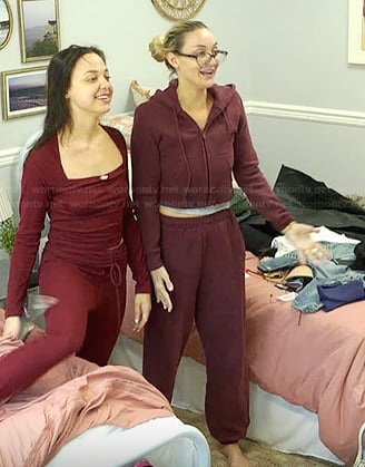 Bailey's maroon hoodie and sweatpants on Summer House