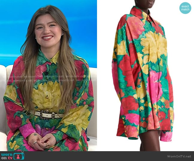 Kelly Clarkson’s floral shirtdress on Today Kelly Clarkson’s floral shirtdress on Today
