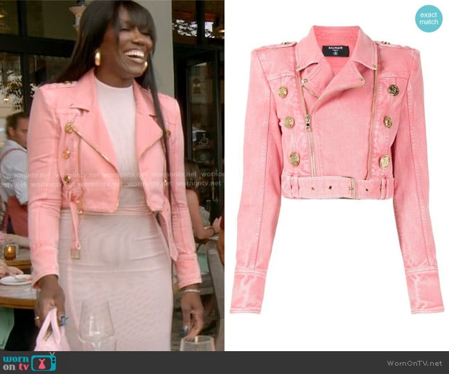 Balmain Crop Biker Jacket worn by Bozoma Saint John on The Real Housewives of Beverly Hills