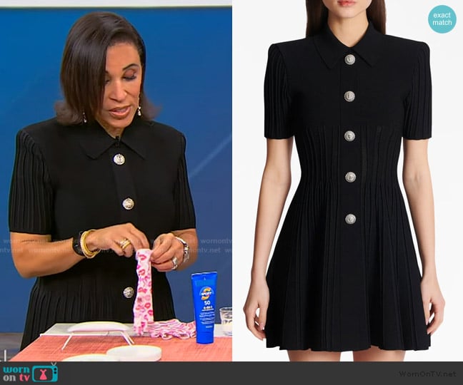 Balmain Flared ribbed-knit minidress worn by Dr. Jeanine Downie on Tamron Hall Show