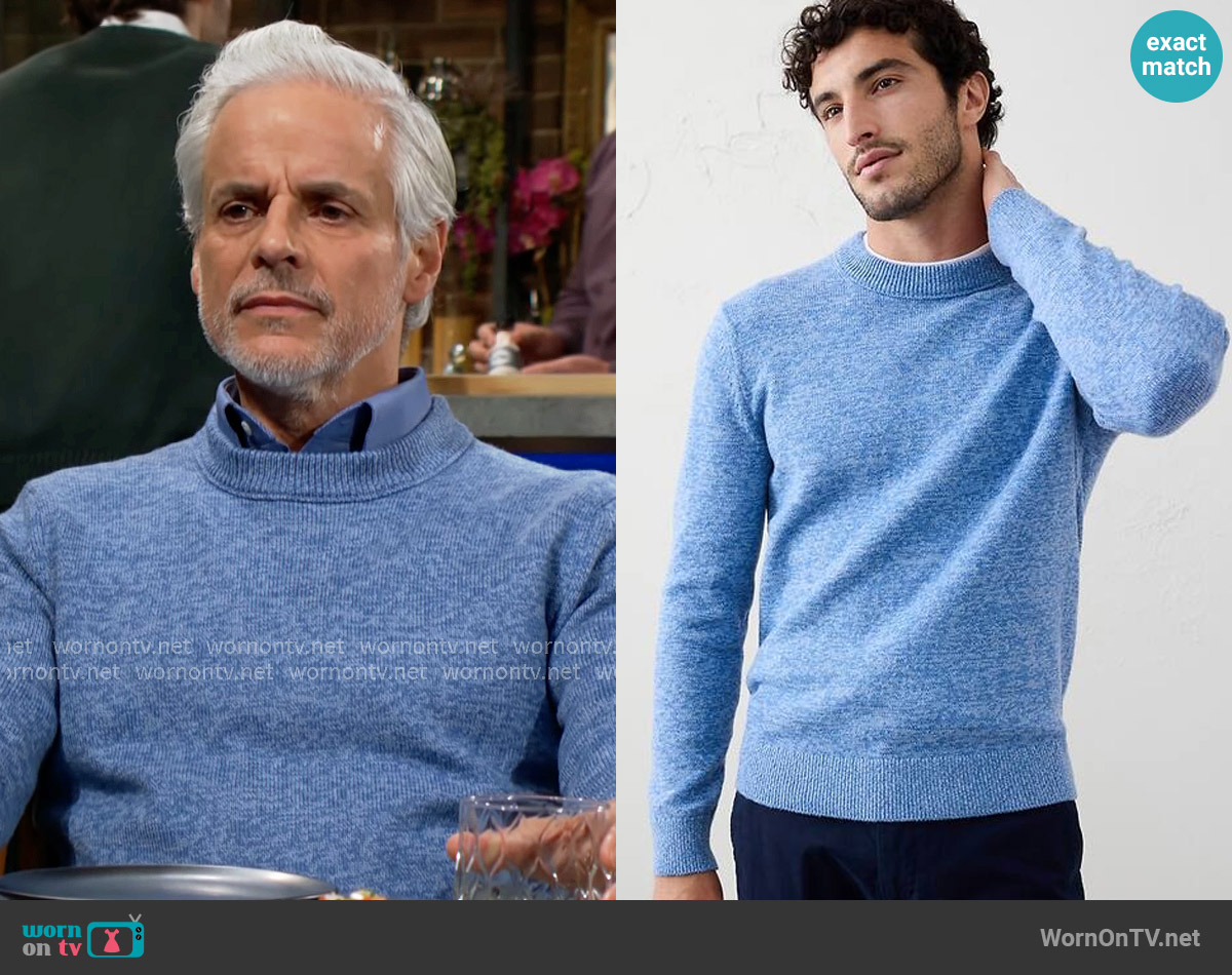 Banana Republic Warm Lofty Sweater in Light Blue worn by Michael Baldwin (Christian LeBlanc) on The Young and the Restless