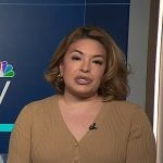 Gilma's beige peplum cardigan on NBC News Daily