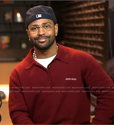Big Sean’s red polo sweater on Good Morning America