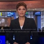 Jericka’s black pleated blazer dress on CBS Evening News
