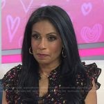 Niro Feliciano's black floral flutter sleeve top on Today