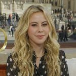 Tara Lipinski’s black polka dot sheer blouse on Today