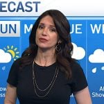 Maria’s black ruched short sleeve dress on Today