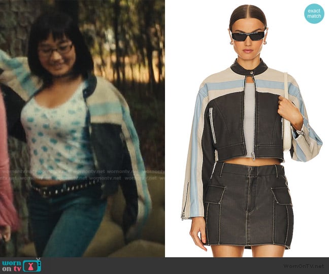 BlankNYC Light Speed Faux Leather Jacket worn by Helen Wang (Tiffany Ho) on His & Hers