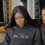 Bozoma's black hoodie on The Real Housewives of Beverly Hills
