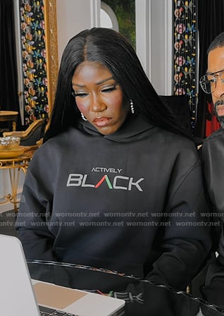 Bozoma’s black hoodie on The Real Housewives of Beverly Hills