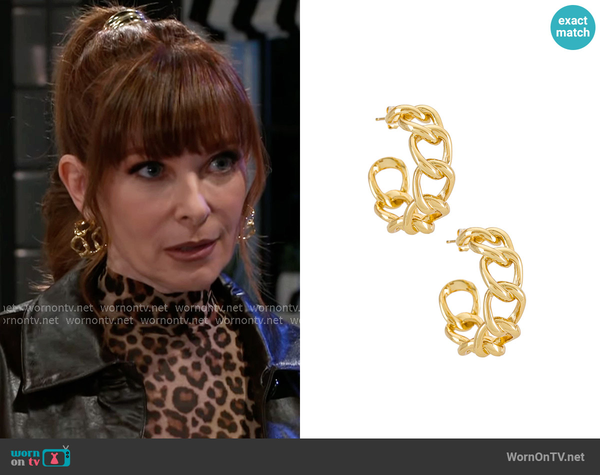 Bracha Solitaire Hoop Earrings worn by Pamela Curtis (Cady McClain) on Beyond the Gates