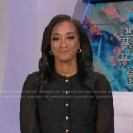 Brittany’s black sheer sleeve tweed dress on Good Morning America