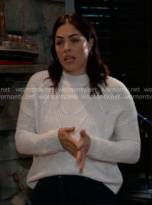 Britt's white knit sweater on General Hospital