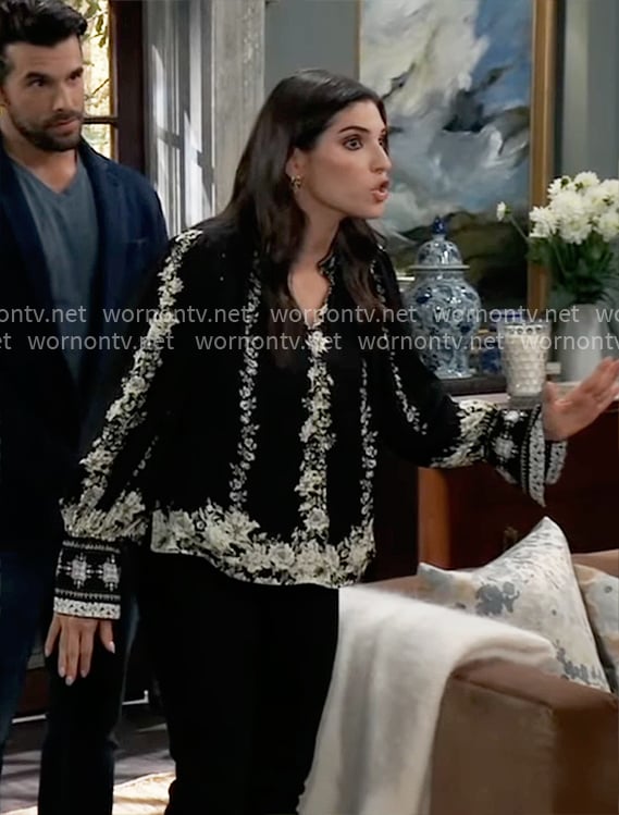 Brook Lynn's black floral blouse on General Hospital