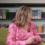Brook Walker’s pink floral tie neck blouse on NBC News Daily