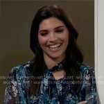 Brook Lynn’s blue floral tie-neck blouse on General Hospital