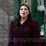 Brook Lynn's dark purple lace shirt on General Hospital