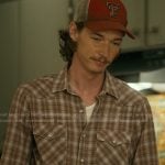 Cooper’s brown plaid western shirt on Landman