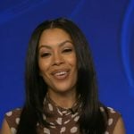 Shirleen’s brown polka dot ruched top on Good Morning America