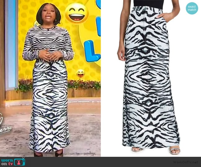 BruceGlen Snow Tiger Maxi Denim Skirt worn by Sherri Shepherd on Sherri
