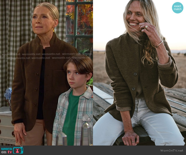 Buck Mason Felted Wool Chore Coat worn by Jennifer Horton (Melissa Reeves) on Days of our Lives