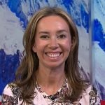 Shannon Doherty’s pink butterfly print tee and skirt on NBC News Daily