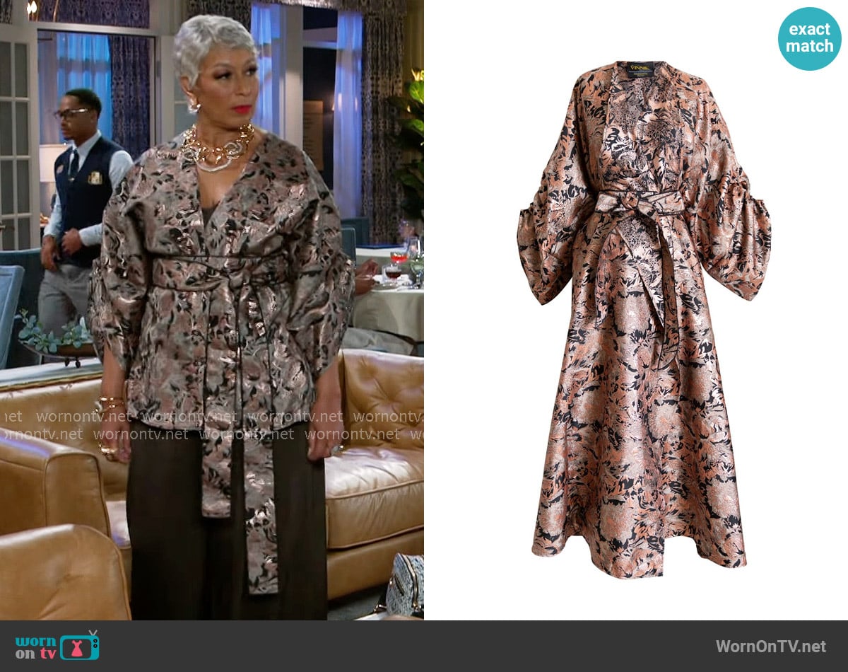 byVINNIK Parisian Coat In Rigoletto worn by Anita Dupree (Tamara Tunie) on Beyond the Gates