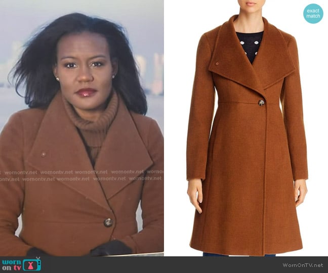 Calvin Klein Asymmetric Wool-Blend Coat worn by Janai Norman on Good Morning America