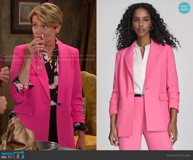 Calvin Klein One-Button 3/4-Sleeve Blazer worn by Bonnie Lockhart (Judi Evans) on Days of our Lives