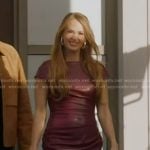 Carrie's red cap sleeve leather midi dress on American Idol