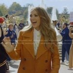 Carrie’s orange double breasted coat on Amercan Idol