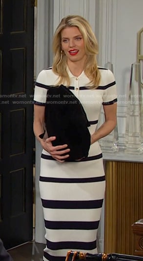 Cat’s white striped polo dress on Days of our Lives