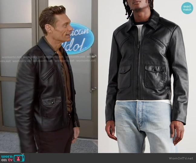 Celine Panelled Leather Jacket worn by Ryan Seacrest on American Idol