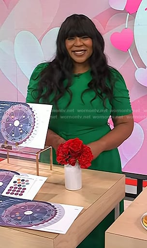 Charli Penn’s green ruched sleeve dress on Today