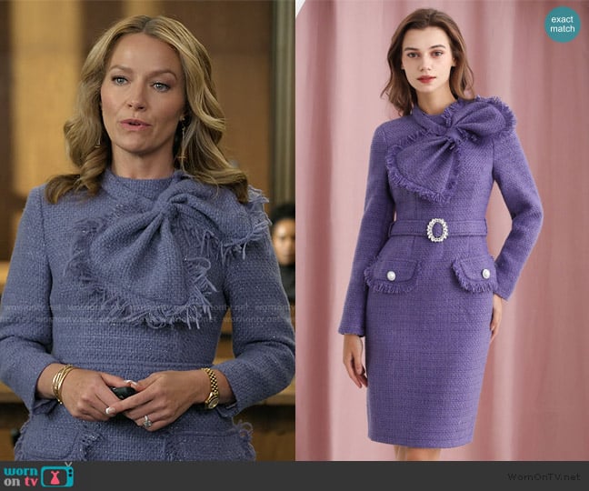 Chic Wish Bowknot Metallic Tweed Belted Dress worn by Lorna Crane (Becki Newton) on The Lincoln Lawyer