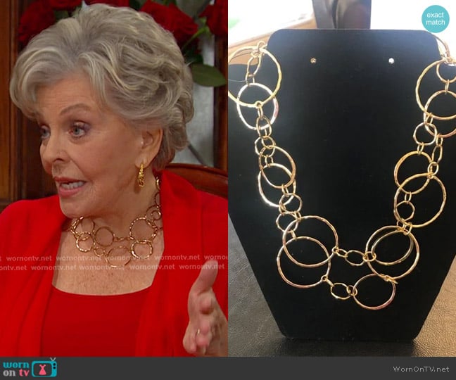 Chico's Short Goldtone Link Necklace worn by Julie Olson Williams (Susan Seaforth Hayes) on Days of our Lives