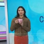 Chloe Kim’s suede jacket and orange skirt on Today