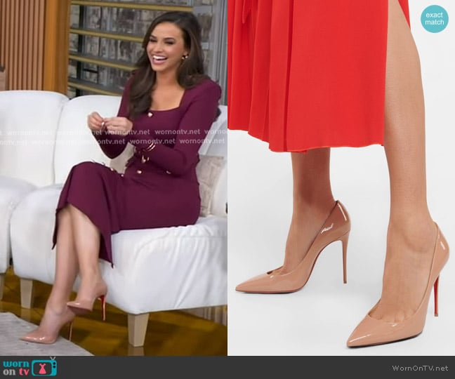 Christian Louboutin Kate 100 Patent Leather Pumps worn by Hanna Battah on Good Morning America