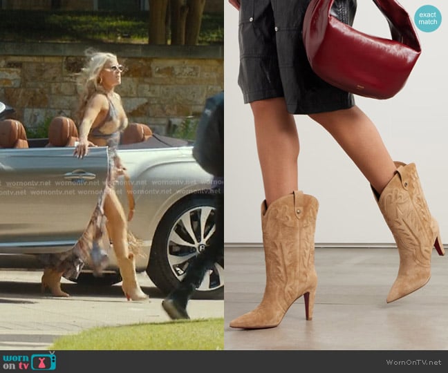 Christian Louboutin  Santiabooty 85 Suede Knee Boots worn by Angela Norris (Ali Larter) on Landman