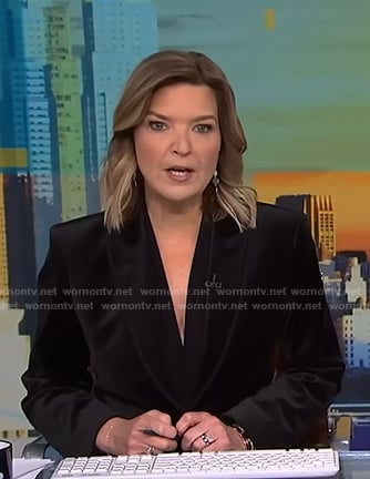 Christine Romans’ black velvet blazer on NBC News Daily