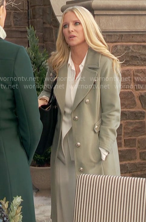 Christine's sage green coat on The Young and the Restless