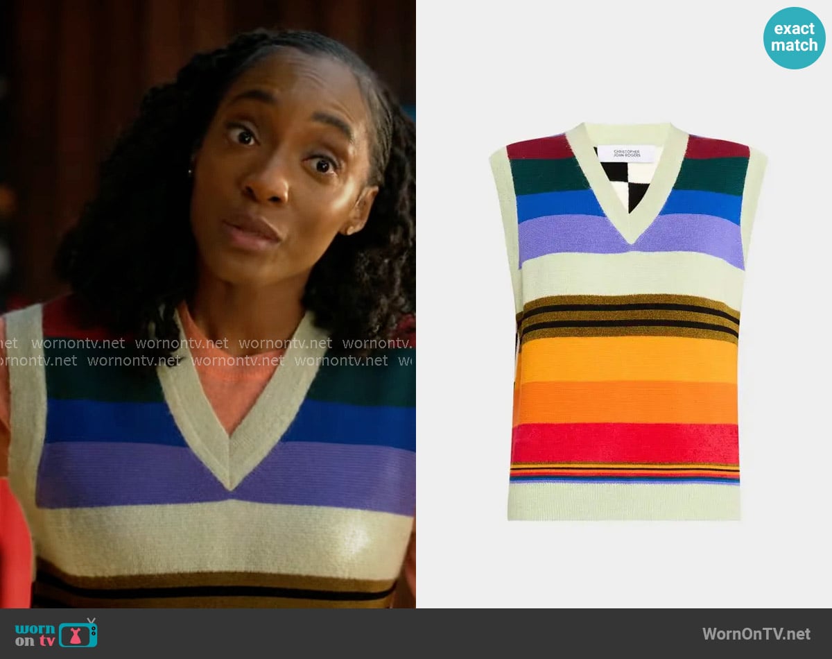Christopher John Rogers Striped Knit Vest worn by Faith Mitchell (Iantha Richardson) on Will Trent