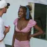 Ciara’s red check print crop top and shorts on Summer House