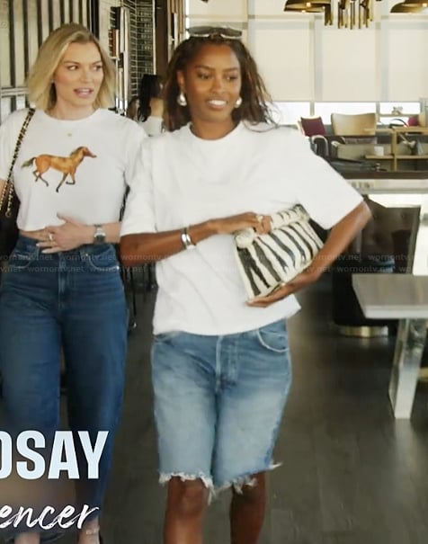 Ciara's distressed denim shorts on Summer House