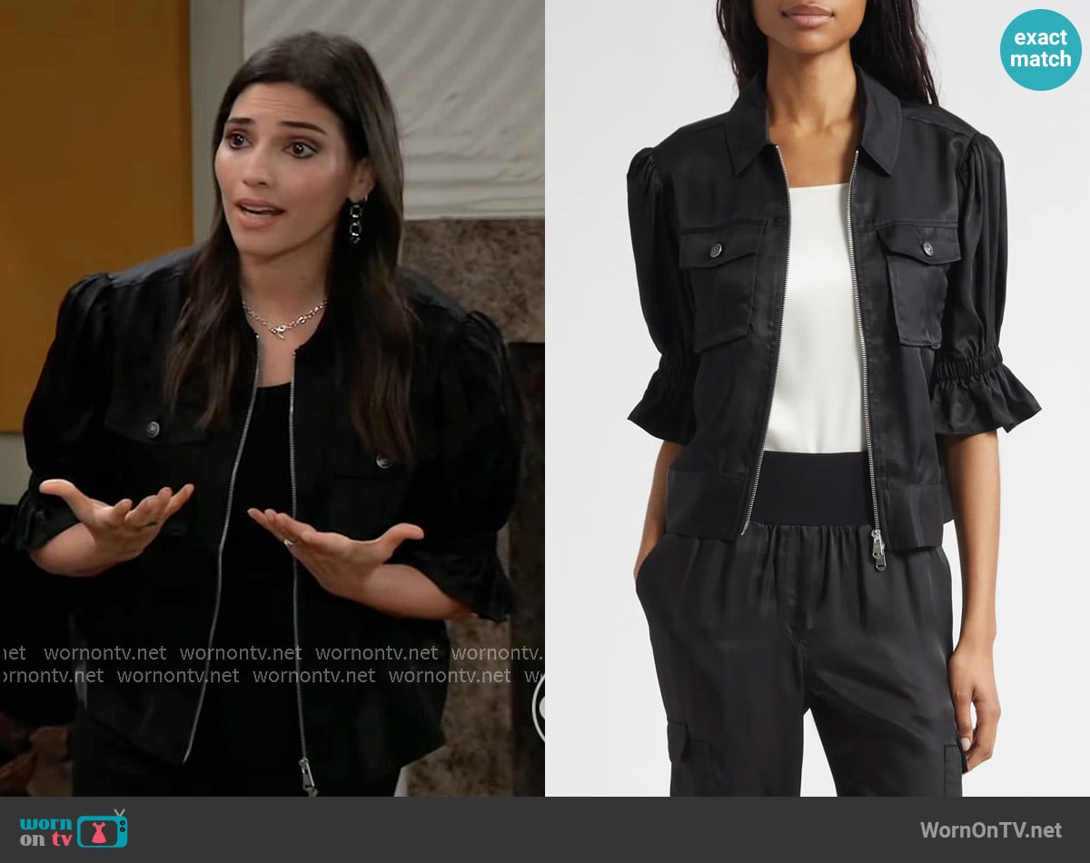 Brook Lynn’s black short sleeve jacket on General Hospital