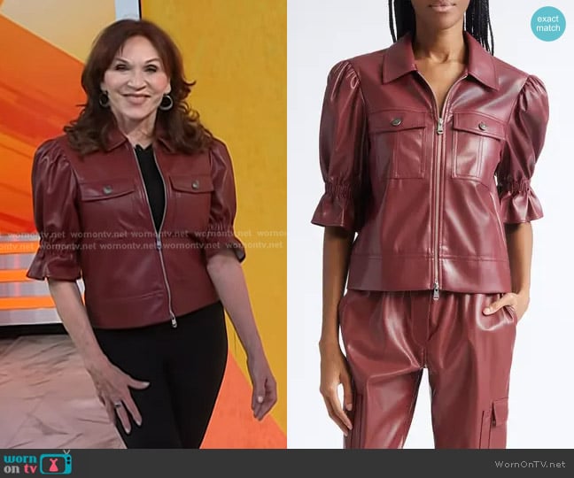 Cinq a Sept Holly Ruffle Faux Leather Jacket worn by Marilu Henner on Today