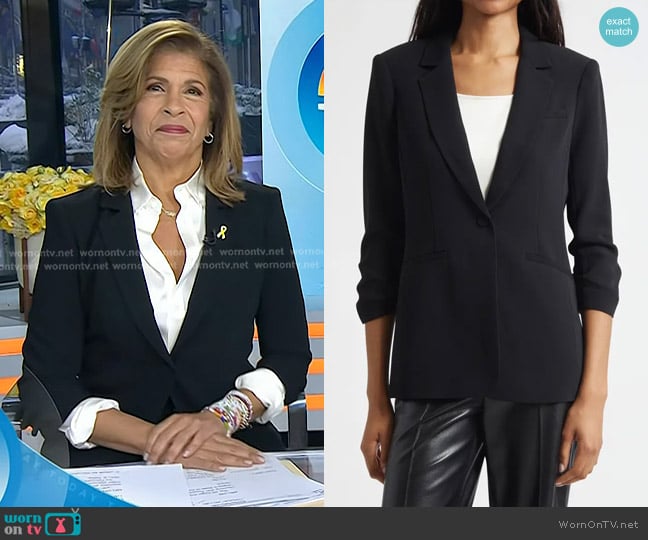 Cinq a Sept Khloe Ruched Sleeve Blazer worn by Hoda Kotb on Today