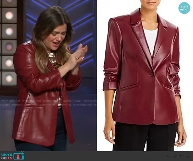 Cinq a Sept Kylie Faux Leather Jacket worn by Kelly Clarkson on The Kelly Clarkson Show