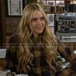 Claire’s plaid belted shirt on The Young and the Restless